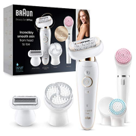 Braun Silk-épil 9 Flex beauty set, dámský epilátor / odstraňovač chloupků, kartáček na čištění obličeje FaceSpa, 9 nástavců, taš